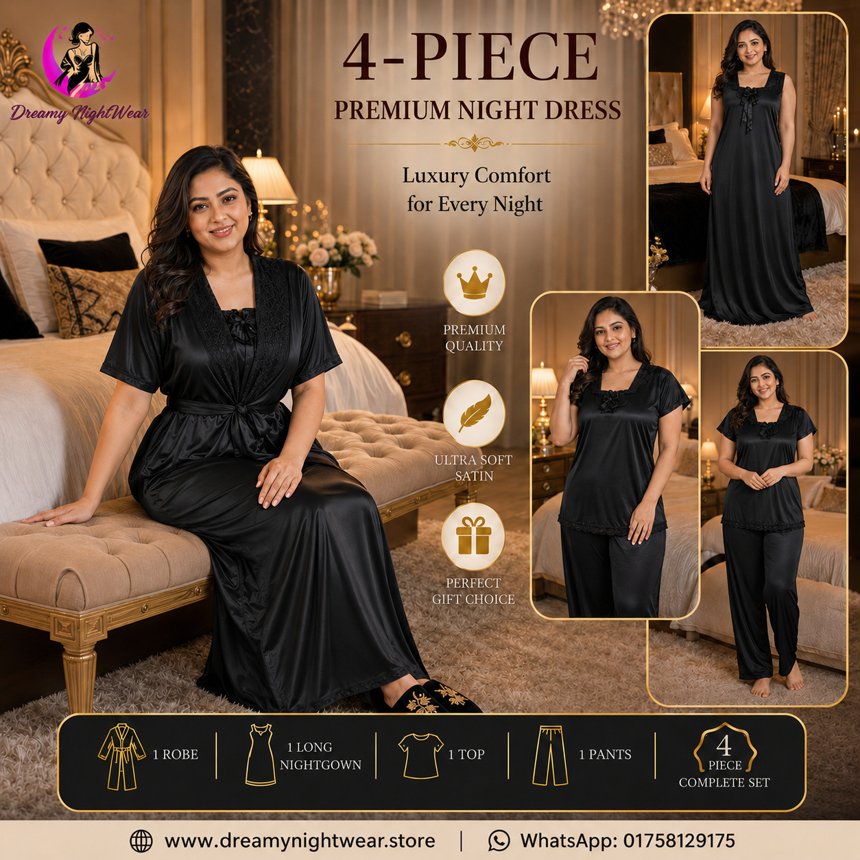 Black Premium Nighty Set